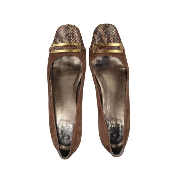 Stuart Weitzman Shoes Womens 6.5 Loafer Flats Slip On Cap Toe Suede Snake Career - Picture 9 of 16